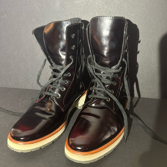 Aquatalia Oxblood Leather Lace Up Ankle Boots - Picture 10 of 17